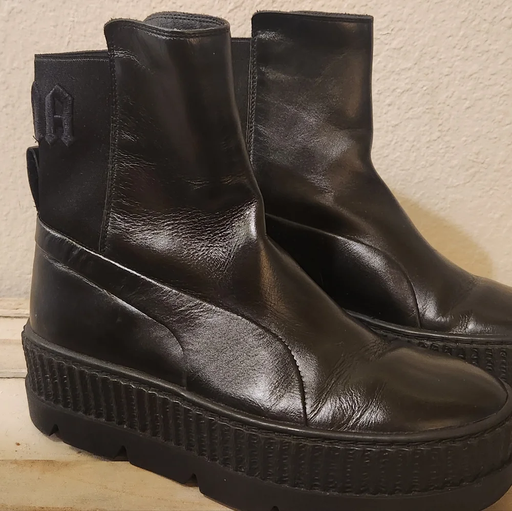 FENTY Puma Chelsea Sneaker Boots Black Platform – Rihanna Collection – Size 8.5 - Picture 6 of 12